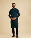 Manyavar Men Teal Blue Elegance Kurta Pajama