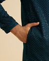 Manyavar Men Teal Blue Elegance Kurta Pajama