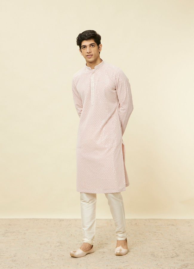 alt message - Manyavar Men Purple Chikankari Kurta Set image number 2