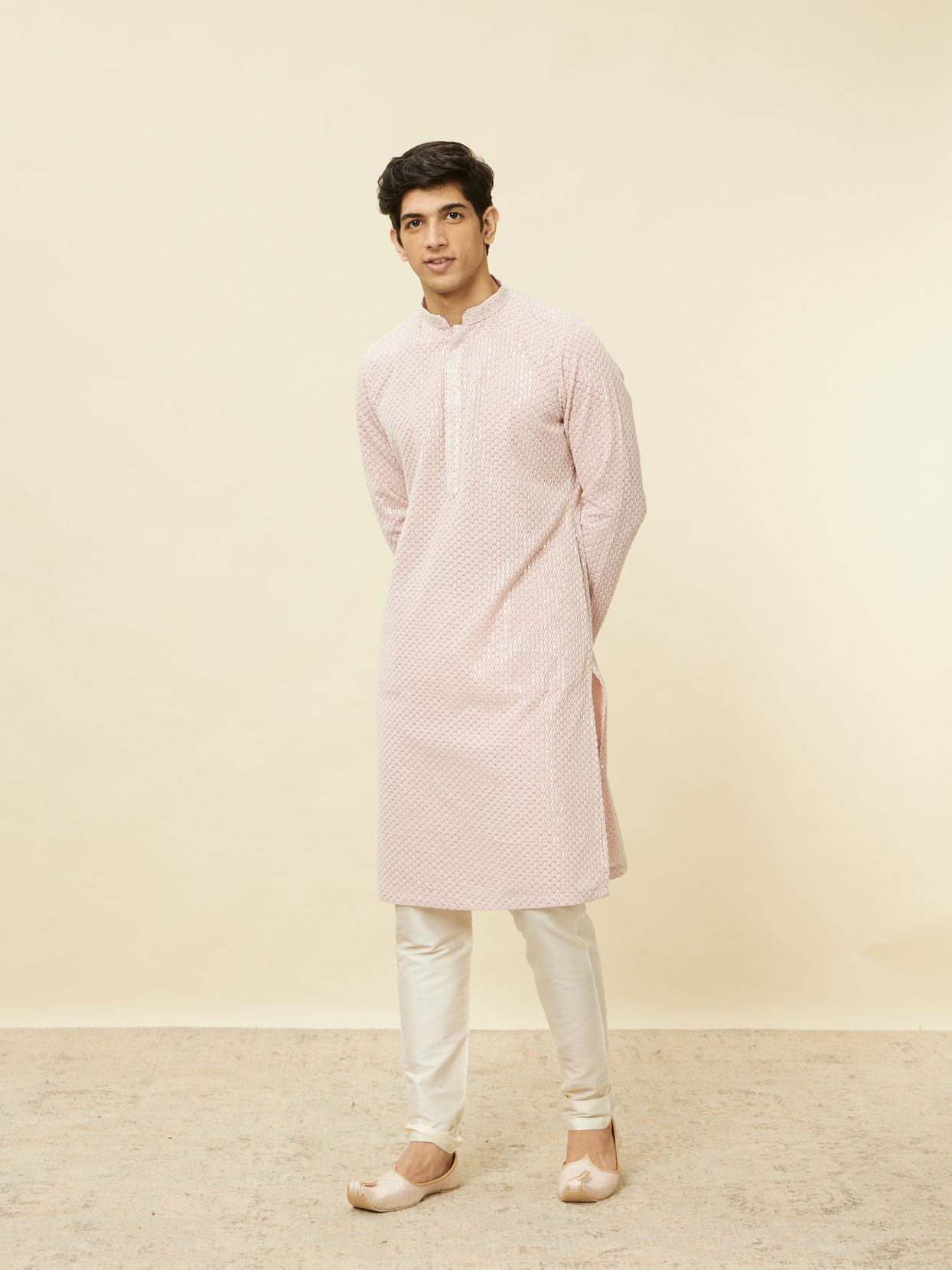 Manyavar Men Purple Chikankari Kurta Set