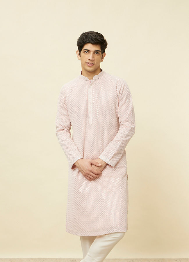 alt message - Manyavar Men Purple Chikankari Kurta Set image number 0