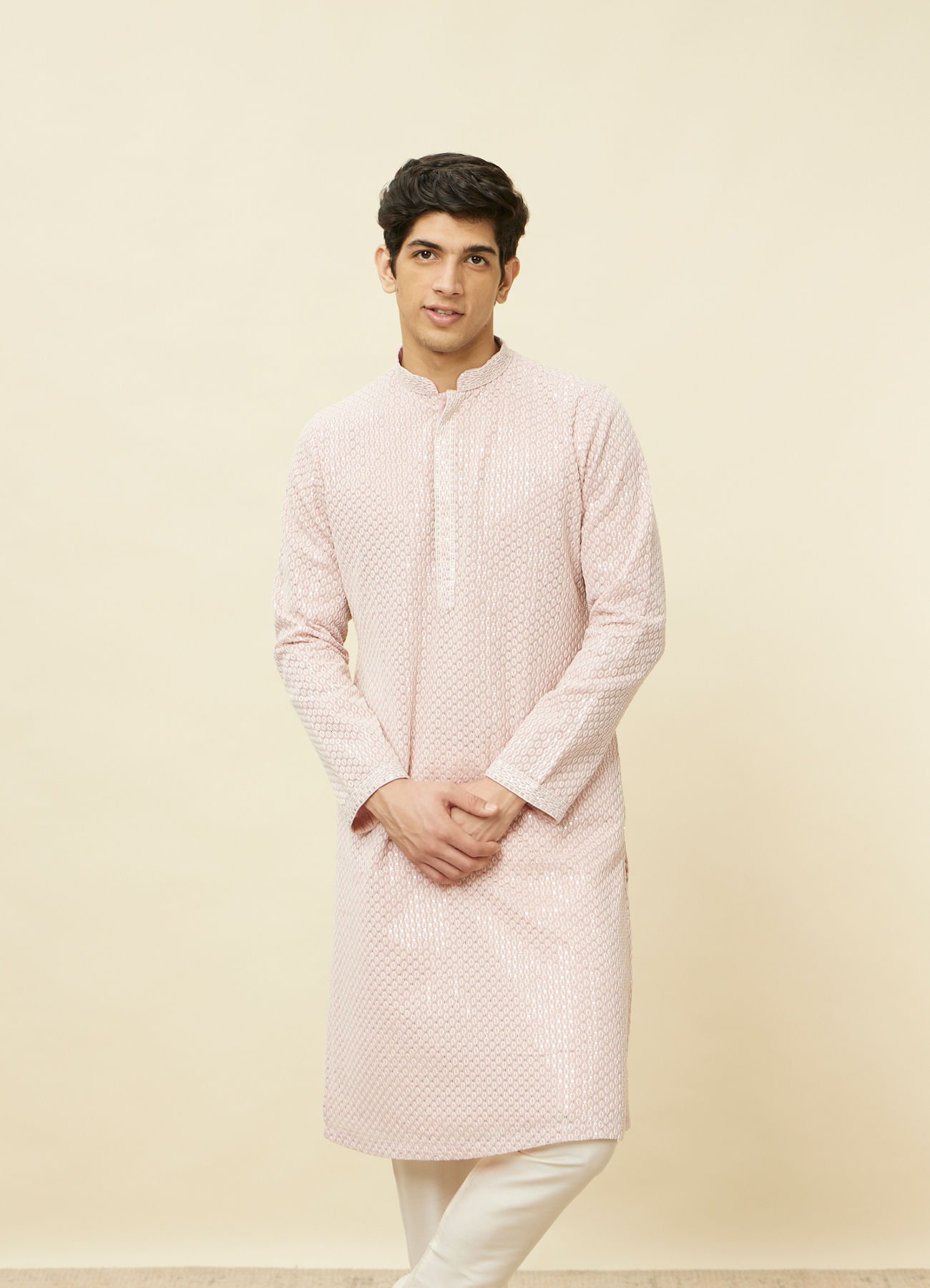 Manyavar Men Purple Chikankari Kurta Set