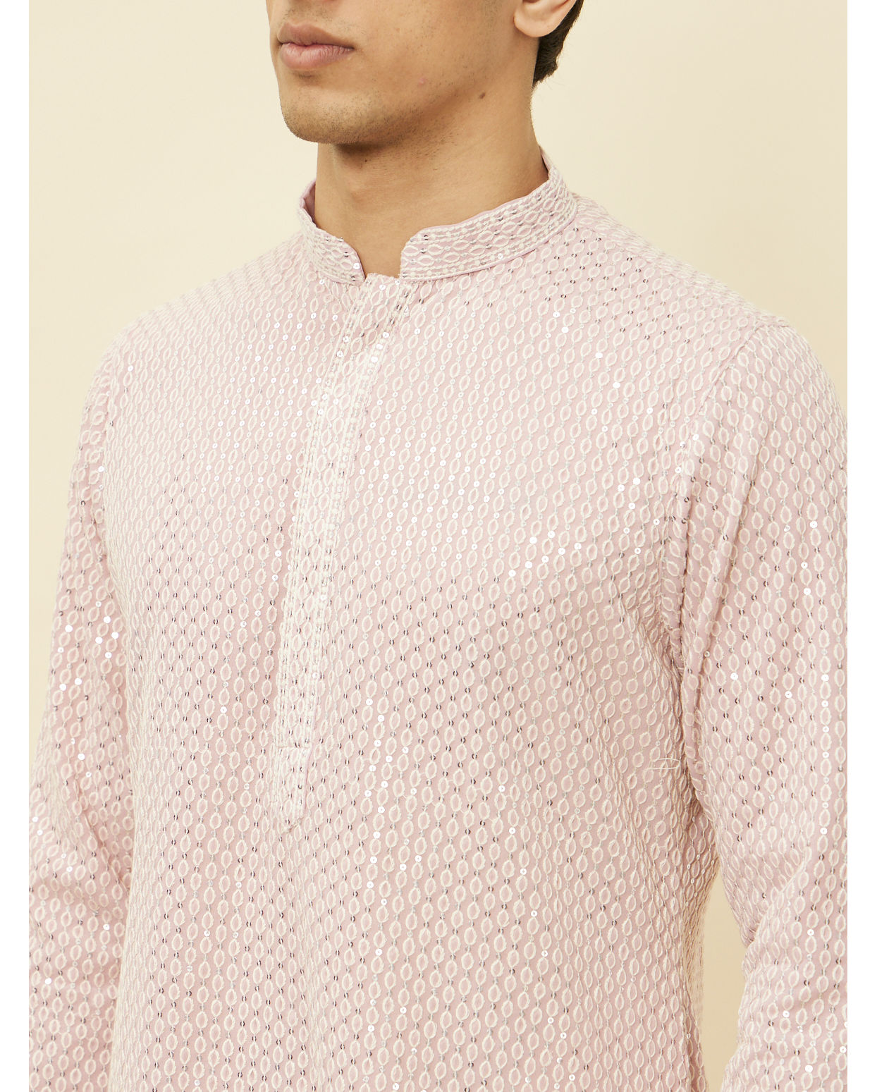 Manyavar Men Purple Chikankari Kurta Set
