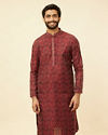 Plum Red Frequency Print Kurta Set