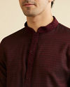 Manyavar Men Dark Maroon Kurta Set with Intricate Triangular Patterns image number 1