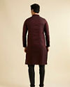 Manyavar Men Dark Maroon Kurta Set with Intricate Triangular Patterns