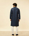 alt message - Manyavar Men Indigo Blue Petal String Patterned Kurta Set image number 5