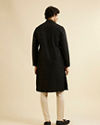 alt message - Manyavar Men Midnight Black Petal String Patterned Kurta Set with Mirror Work image number 4