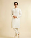 alt message - Manyavar Men Warm White Petal String Patterned Kurta Set with Mirror Work image number 2