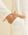Manyavar Men Warm White Petal String Patterned Kurta Set with Mirror Work