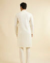 Manyavar Men Warm White Petal String Patterned Kurta Set with Mirror Work