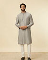 Manyavar Men Dark Grey Paisley Patterned Kurta Set