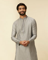 Manyavar Men Dark Grey Paisley Patterned Kurta Set