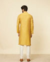 Manyavar Men Mustard Leaf Patterned Kurta Set