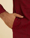 Manyavar Men Maroon Red Bel Buti Patterned Kurta Set