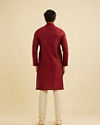 Manyavar Men Maroon Red Bel Buti Patterned Kurta Set