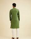 Manyavar Men Soft Green Bel Buti Patterned Kurta Set