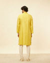 Manyavar Men Illuminating Yellow Bel Buti Patterned Kurta Set
