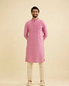 Manyavar Men Dusty Pink Bel Buti Patterned Kurta Set