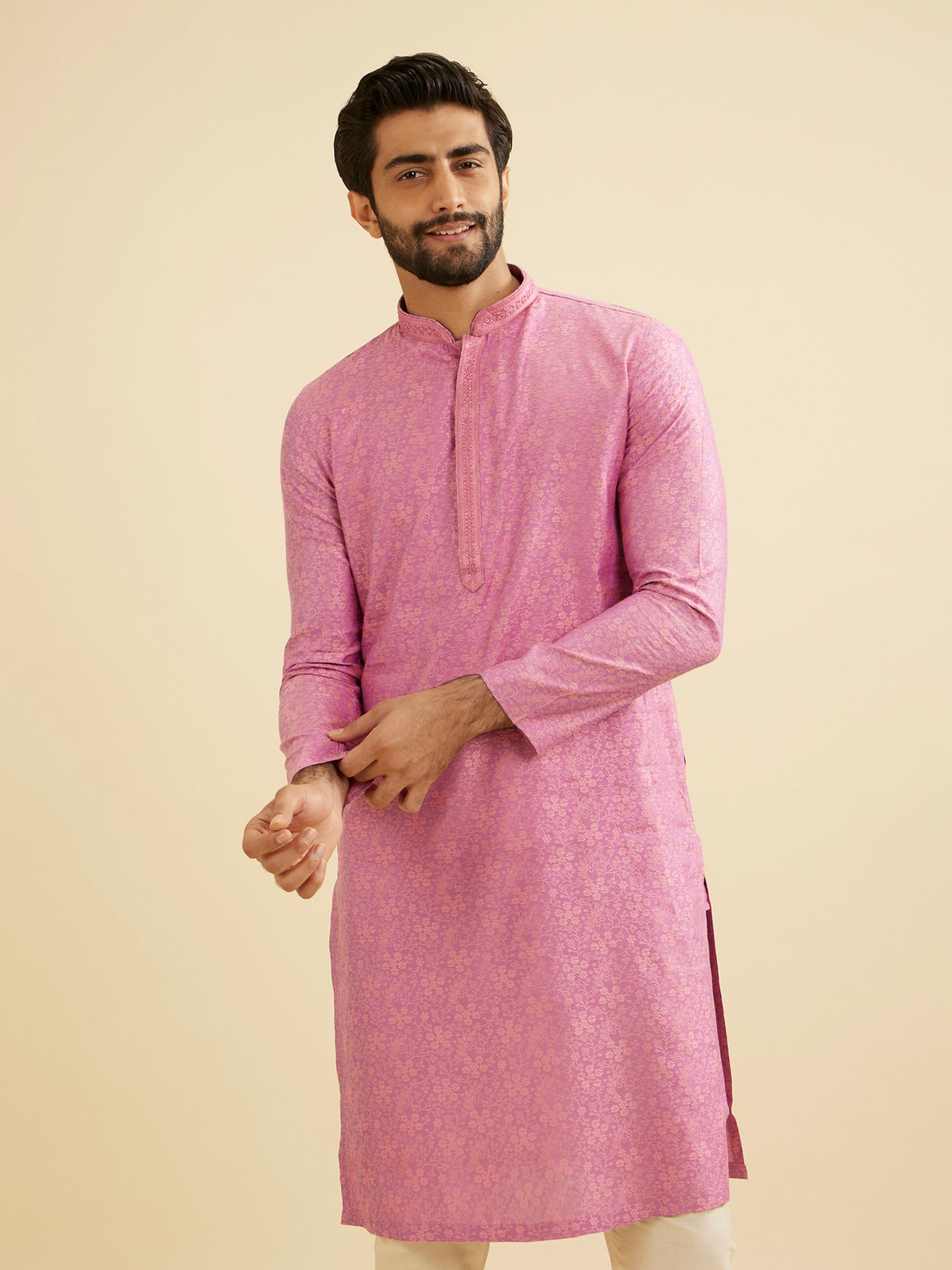 Manyavar Men Dusty Pink Elegance Kurta Pajama image number 0