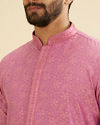 Manyavar Men Dusty Pink Bel Buti Patterned Kurta Set
