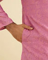 Manyavar Men Dusty Pink Bel Buti Patterned Kurta Set