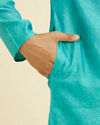 Manyavar Men Turquoise Blue Bel Buti Patterned Kurta Set