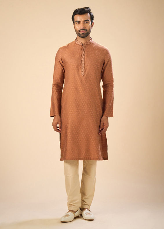 Manyavar Men Dapper Tan Kurta Pajama