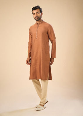 Manyavar Men Dapper Tan Kurta Pajama