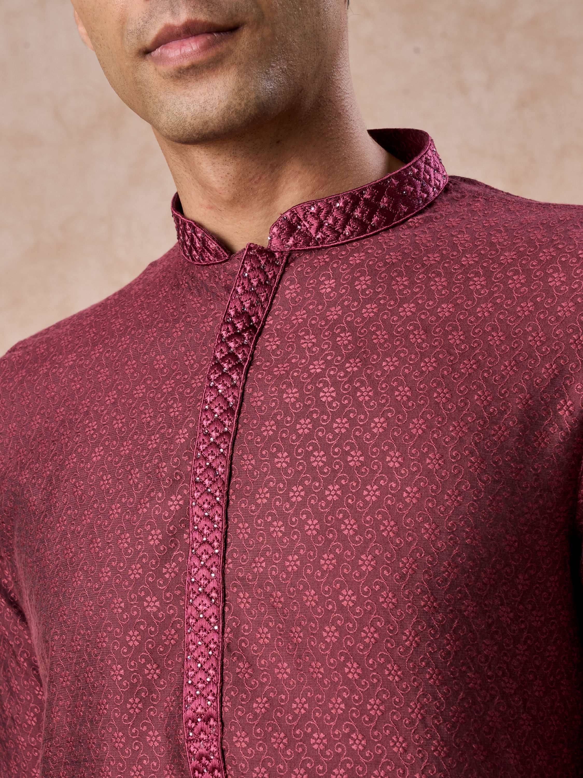 Manyavar Men Antique Pink Majesty Kurta Pajama