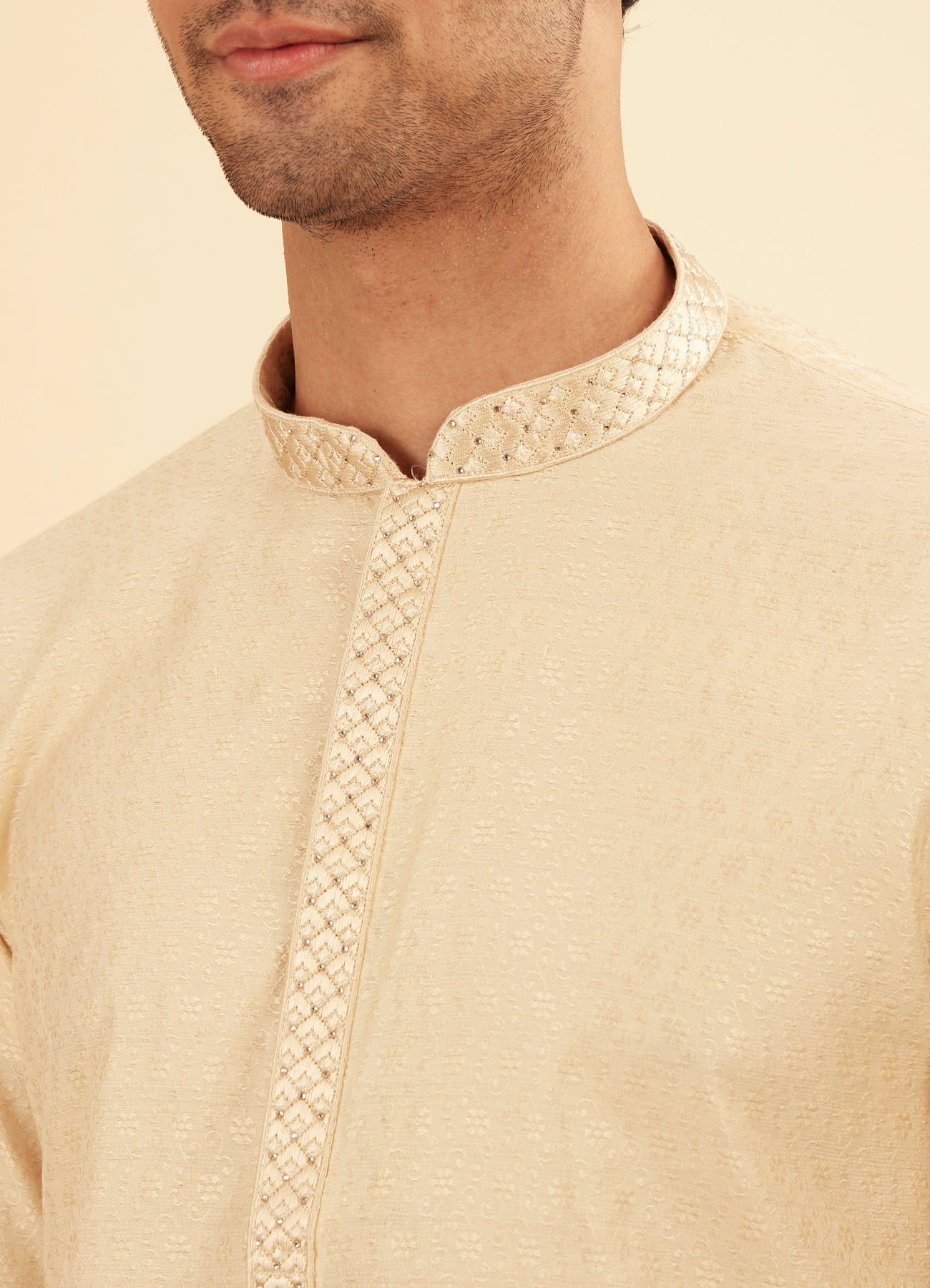 Manyavar Men Beige Delight Kurta Pajama