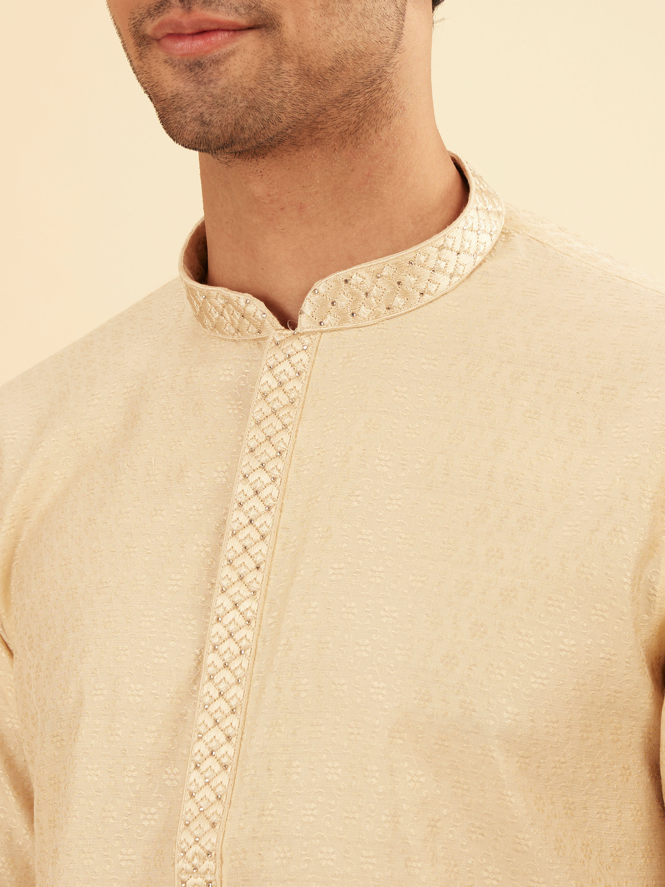 Manyavar Men Beige Delight Kurta Pajama