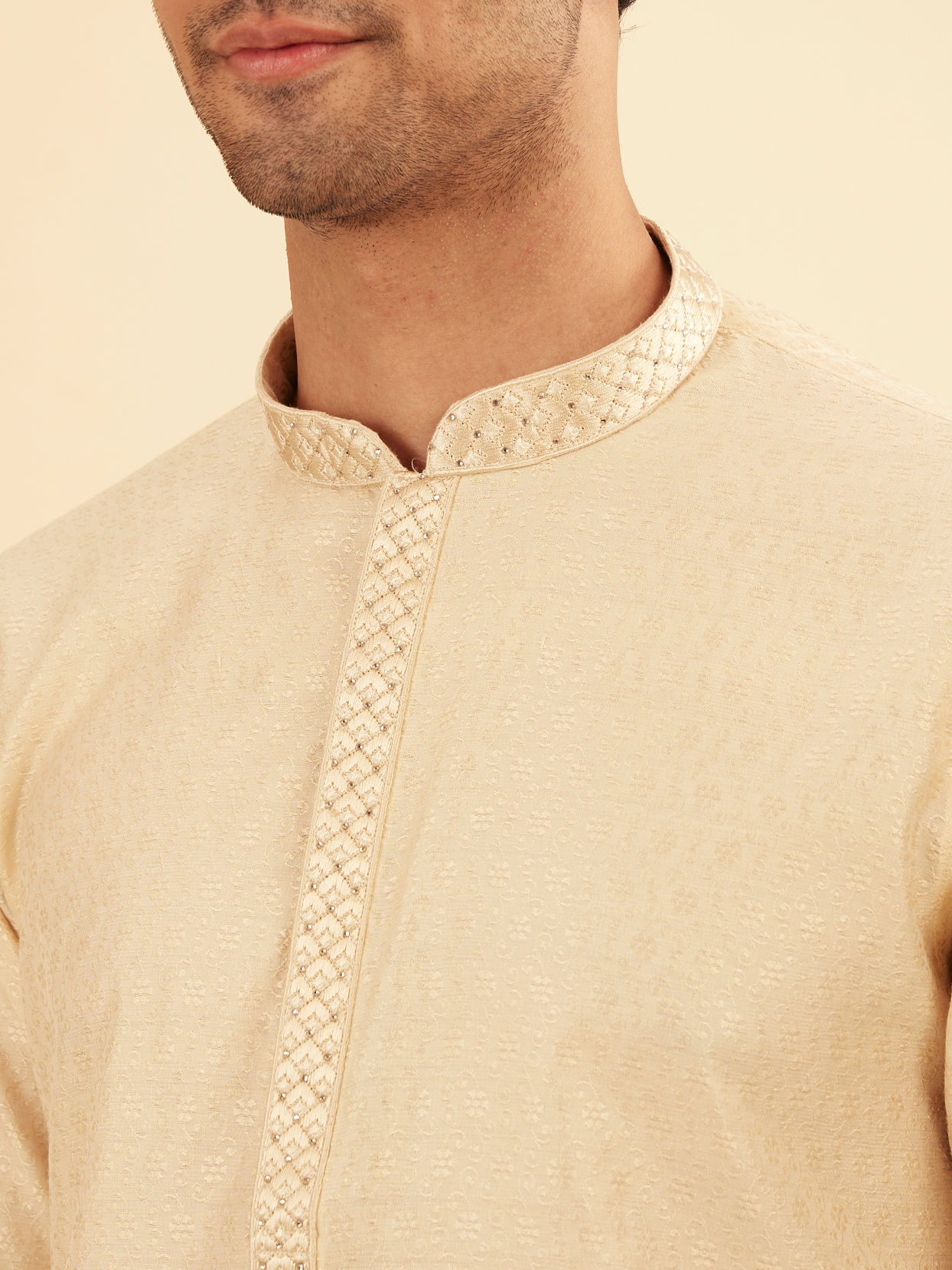 Manyavar Men Beige Delight Kurta Pajama
