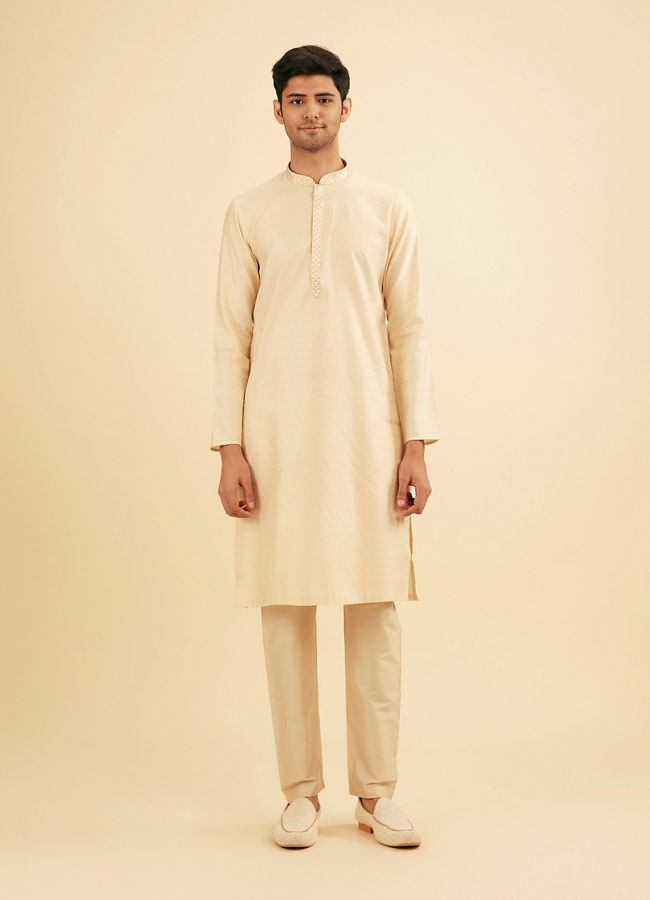 Manyavar Men Beige Delight Kurta Pajama