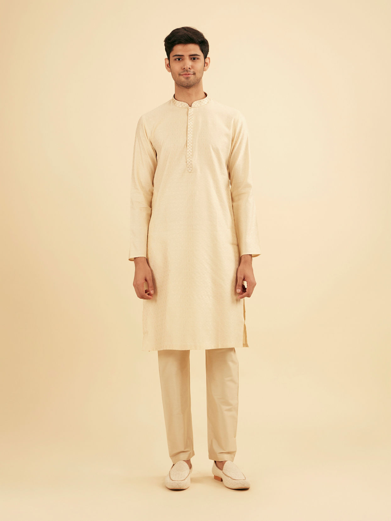 Manyavar Men Beige Delight Kurta Pajama