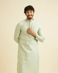 Manyavar Men Soft Green Floral Patterned Kurta Set