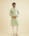 Manyavar Men Soft Green Floral Patterned Kurta Set