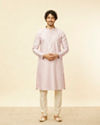 alt message - Manyavar Men Light Lilac Floral Patterned Kurta Set image number 2