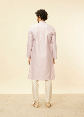 alt message - Manyavar Men Light Lilac Floral Patterned Kurta Set image number 5