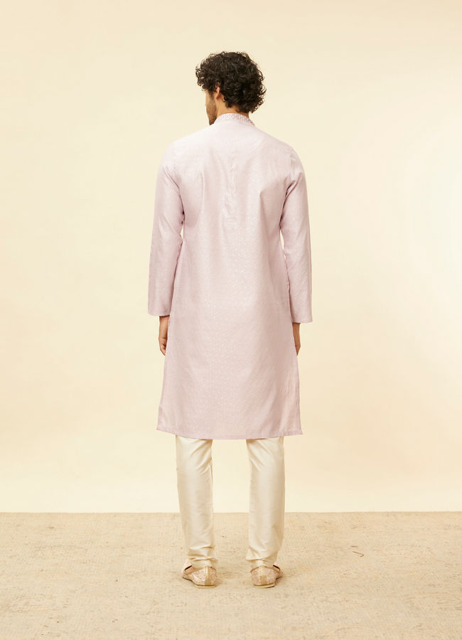 Manyavar Men Light Lilac Floral Patterned Kurta Set