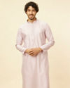 alt message - Manyavar Men Light Lilac Floral Patterned Kurta Set image number 0