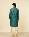 Manyavar Men Teal Green Sequin Embroidered Bandhgala Kurta Set