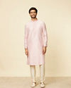 Manyavar Men Seashell Pink Imperial Printed Kurta Set image number 2