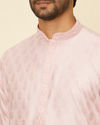 Manyavar Men Seashell Pink Imperial Printed Kurta Set
