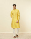 alt message - Manyavar Men Sunlight Yellow Self Patterned Kurta Set image number 2