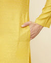 alt message - Manyavar Men Sunlight Yellow Self Patterned Kurta Set image number 3