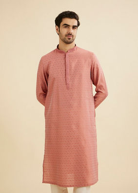 Manyavar Men Glorious Pink Kurta Pajama Ensemble