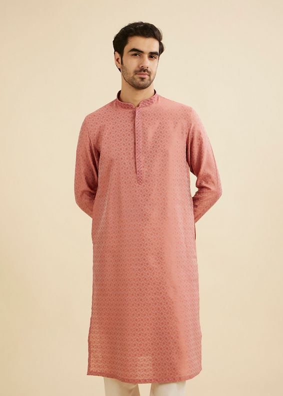 Manyavar Men Glorious Pink Kurta Pajama Ensemble