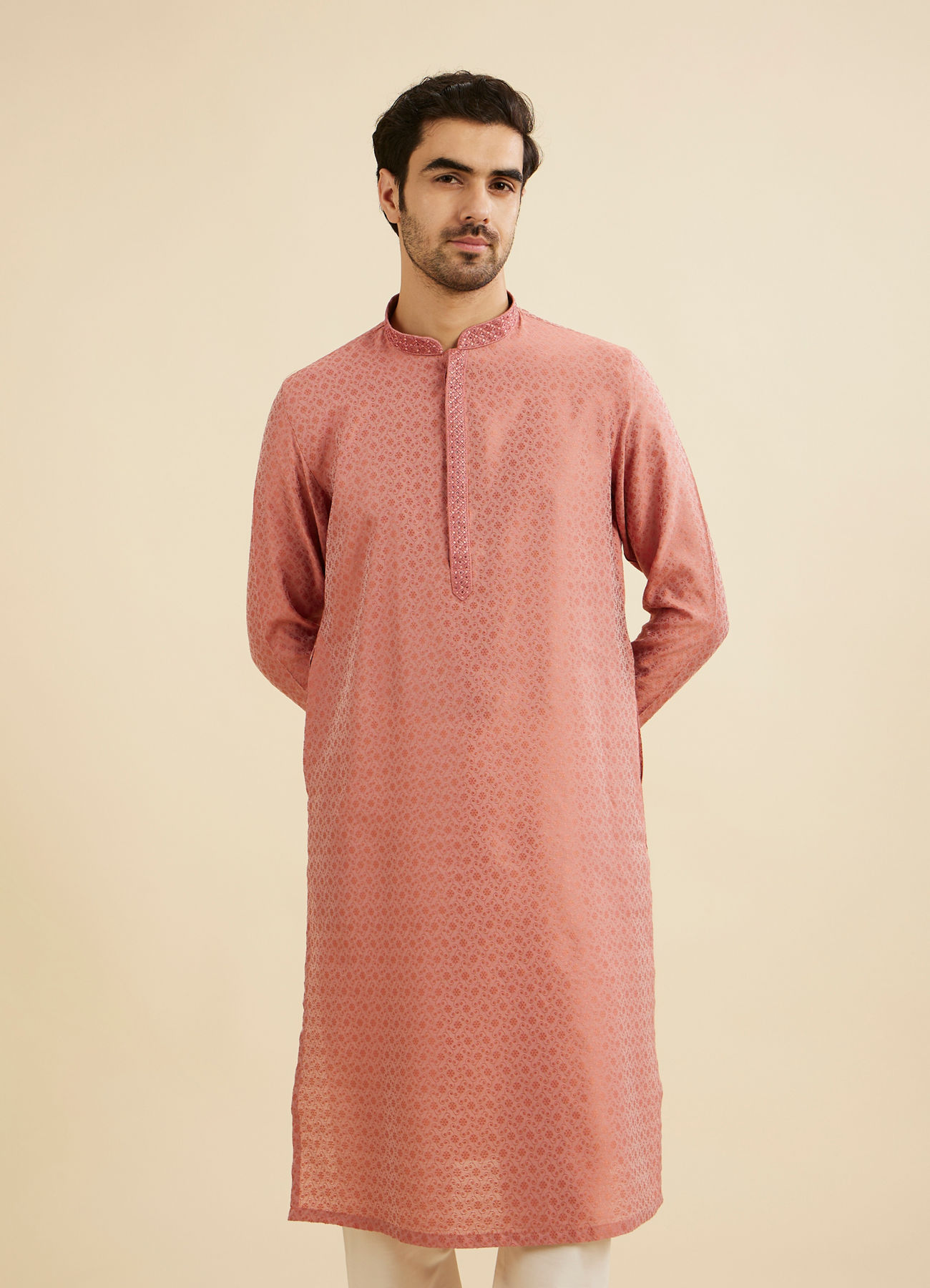 Manyavar Men Glorious Pink Kurta Pajama Ensemble