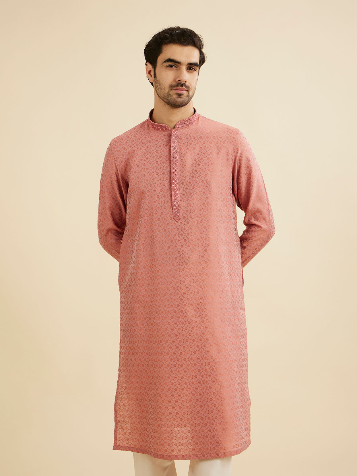 Manyavar Men Glorious Pink Kurta Pajama Ensemble